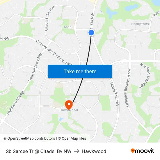 Sb Sarcee Tr @ Citadel Bv NW to Hawkwood map