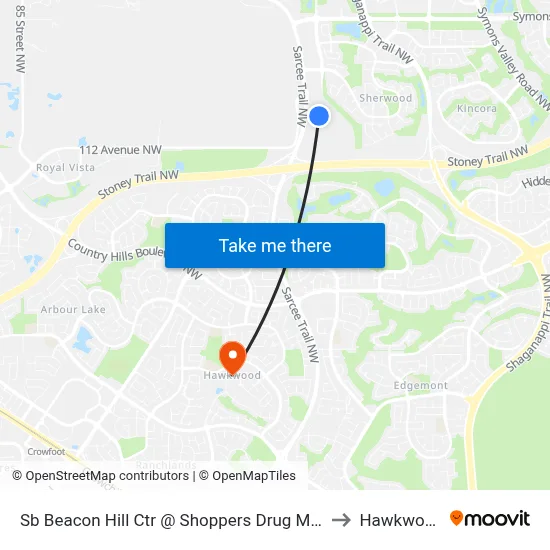 Sb Beacon Hill Ctr @ Shoppers Drug Mart to Hawkwood map