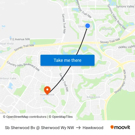 Sb Sherwood Bv @ Sherwood Wy NW to Hawkwood map