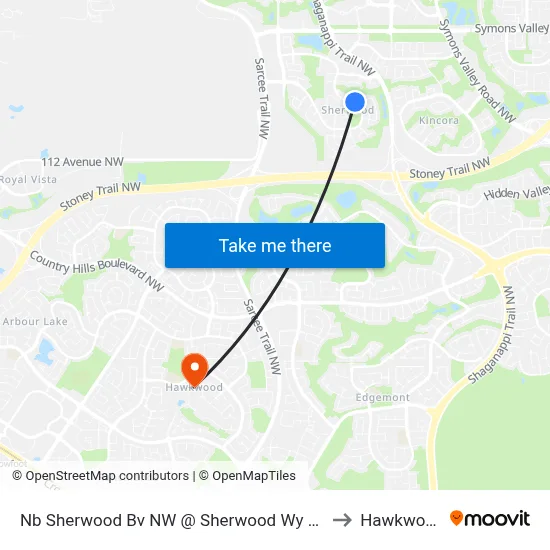 Nb Sherwood Bv NW @ Sherwood Wy NW to Hawkwood map