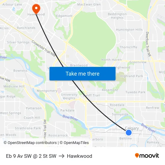 Eb 9 Av SW @ 2 St SW to Hawkwood map