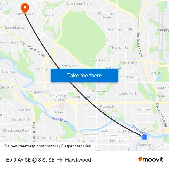 Eb 9 Av SE @ 8 St SE to Hawkwood map