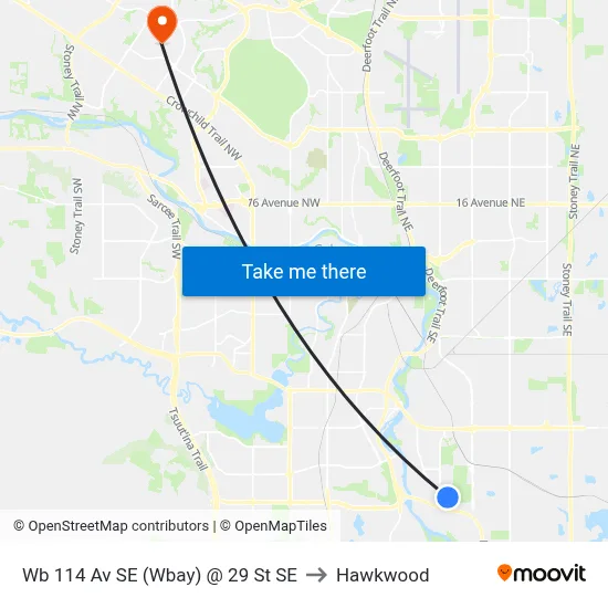 Wb 114 Av SE (Wbay) @ 29 St SE to Hawkwood map
