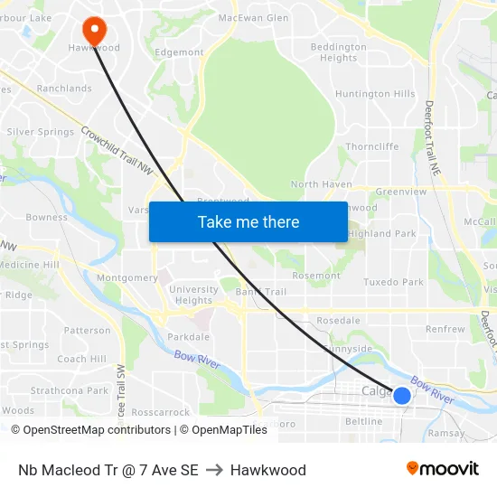 Nb Macleod Tr @ 7 Ave SE to Hawkwood map
