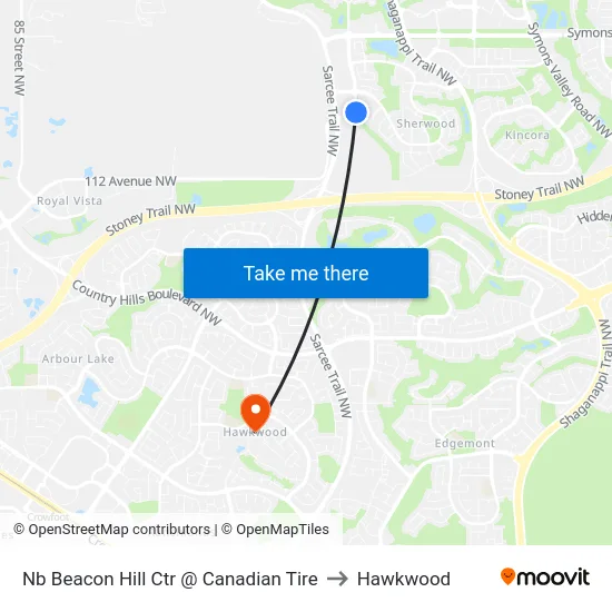 Nb Beacon Hill Ctr @ Canadian Tire to Hawkwood map