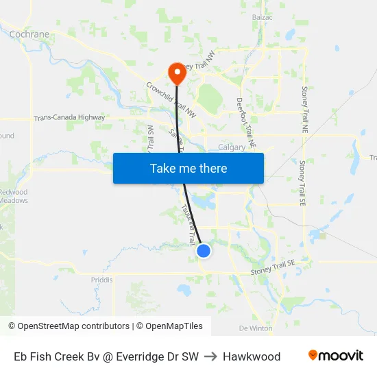 Eb  Fish Creek  Bv @ Everridge Dr SW to Hawkwood map