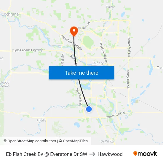 Eb Fish Creek Bv @ Everstone Dr SW to Hawkwood map