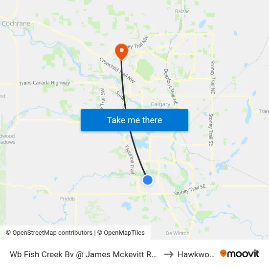 Wb Fish Creek Bv @ James Mckevitt  Rd SW to Hawkwood map