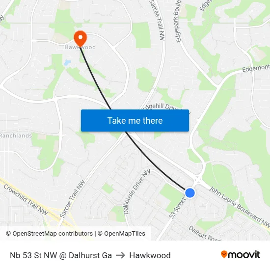 Nb 53 St NW @ Dalhurst Ga to Hawkwood map