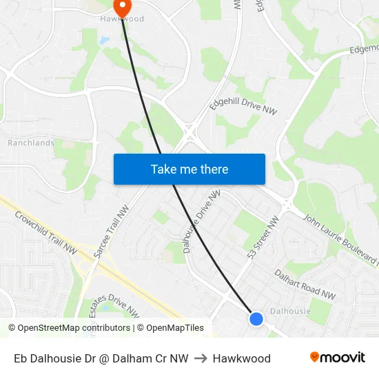 Eb Dalhousie Dr @ Dalham Cr NW to Hawkwood map
