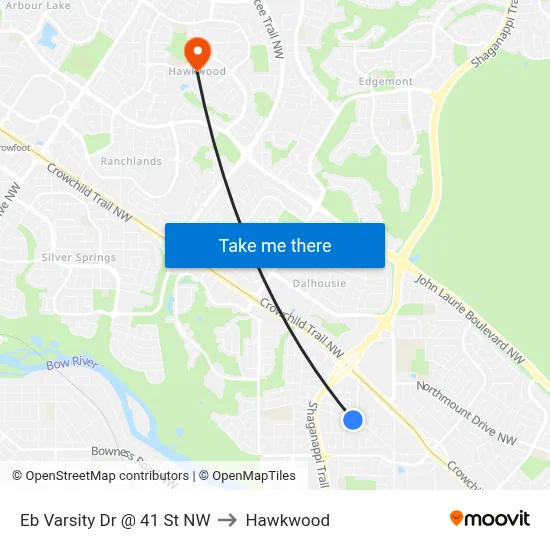 Eb Varsity Dr @ 41 St NW to Hawkwood map