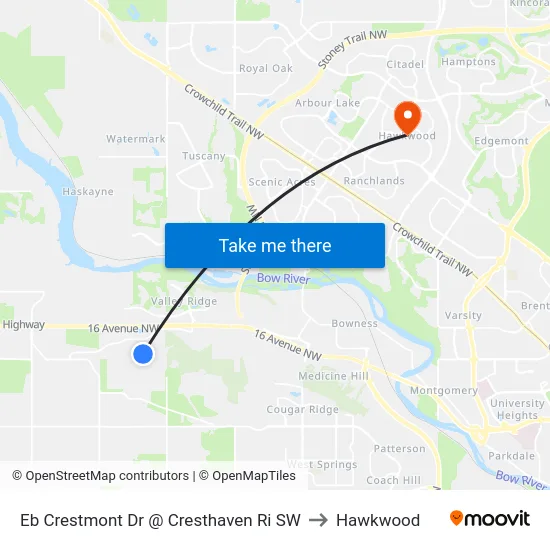 Eb Crestmont Dr @ Cresthaven Ri SW to Hawkwood map