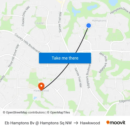 Eb Hamptons Bv @ Hamptons Sq NW to Hawkwood map