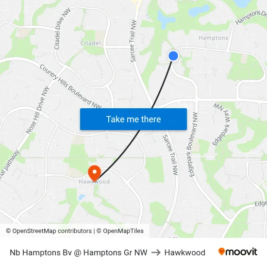 Nb Hamptons Bv @ Hamptons Gr NW to Hawkwood map