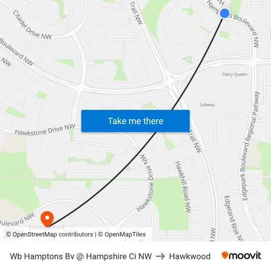 Wb Hamptons Bv @ Hampshire Ci NW to Hawkwood map