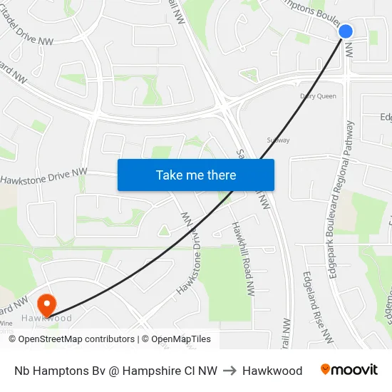 Nb Hamptons Bv @ Hampshire Cl NW to Hawkwood map