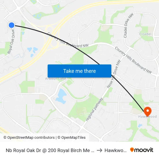 Nb Royal Oak Dr @ 200 Royal Birch Me NW to Hawkwood map