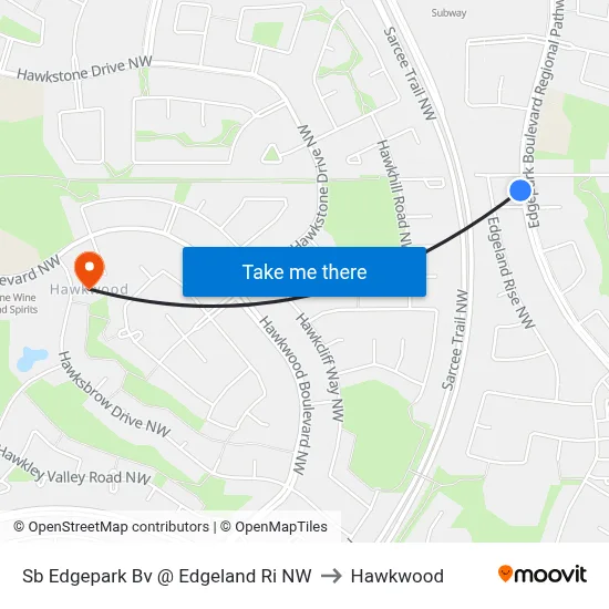 Sb Edgepark Bv @ Edgeland Ri NW to Hawkwood map