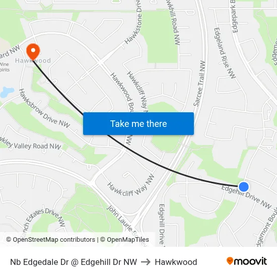 Nb Edgedale Dr @ Edgehill Dr NW to Hawkwood map