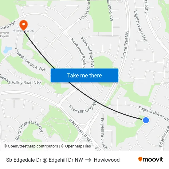 Sb Edgedale Dr @ Edgehill Dr NW to Hawkwood map