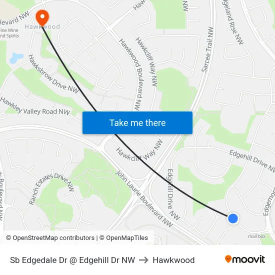 Sb Edgedale Dr @ Edgehill Dr NW to Hawkwood map