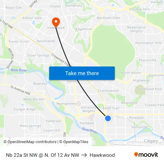 Nb 22a St NW @ N. Of 12 Av NW to Hawkwood map