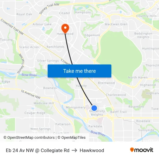 Eb 24 Av NW @ Collegiate Rd to Hawkwood map