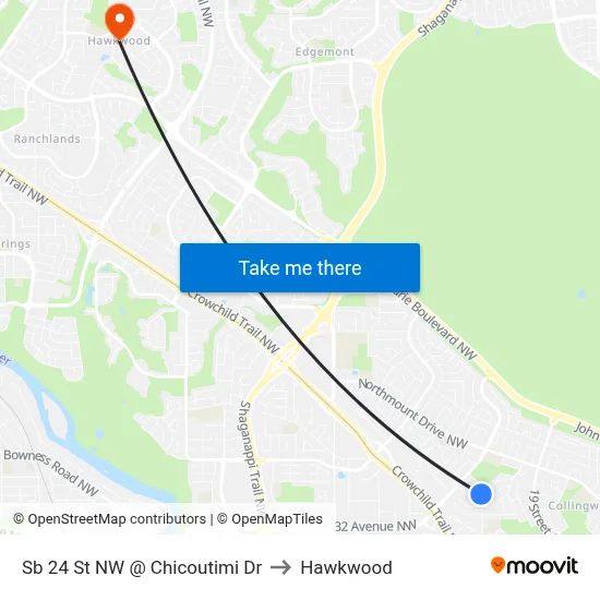 Sb 24 St NW @ Chicoutimi Dr to Hawkwood map