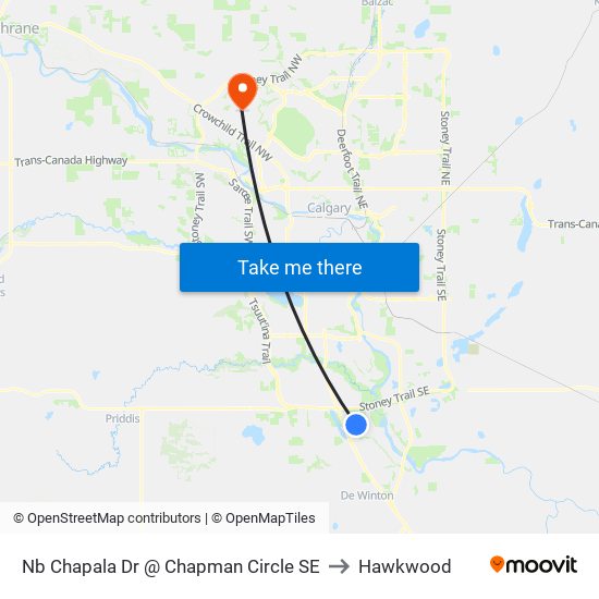 Nb Chapala Dr @ Chapman Circle SE to Hawkwood map