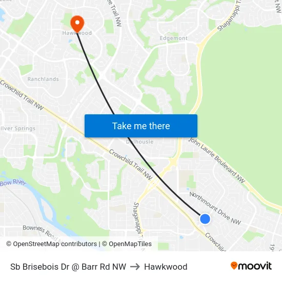 Sb Brisebois Dr @ Barr Rd NW to Hawkwood map