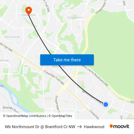 Wb Northmount Dr @ Brantford Cr NW to Hawkwood map