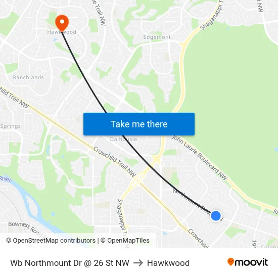 Wb Northmount Dr @ 26 St NW to Hawkwood map
