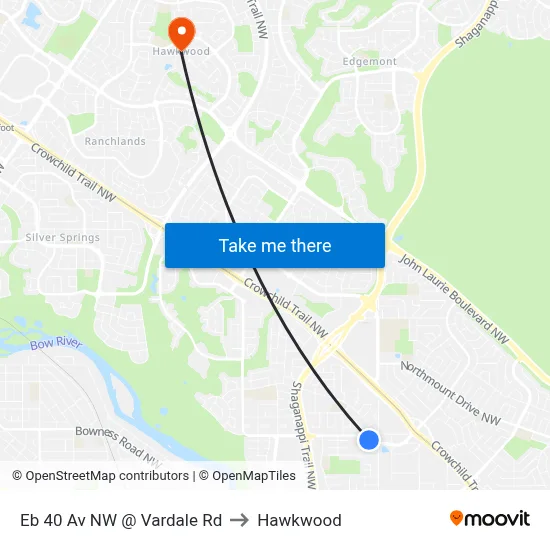 Eb 40 Av NW @ Vardale Rd to Hawkwood map