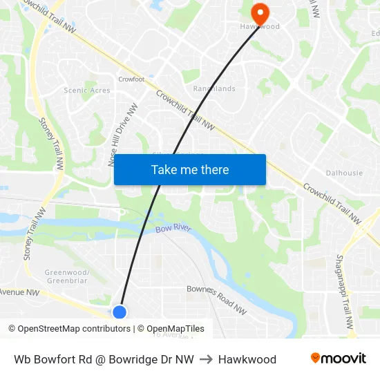 Wb Bowfort Rd @ Bowridge Dr NW to Hawkwood map