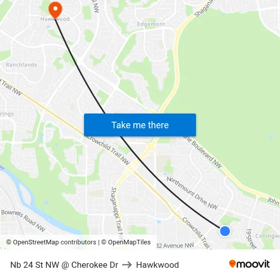 Nb 24 St NW @ Cherokee Dr to Hawkwood map
