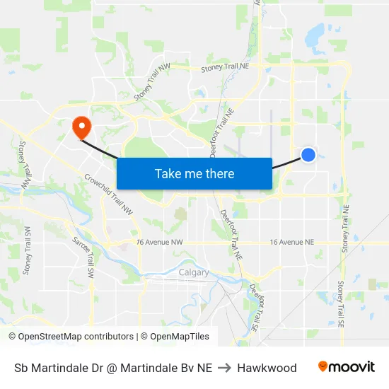 Sb Martindale Dr @ Martindale Bv NE to Hawkwood map