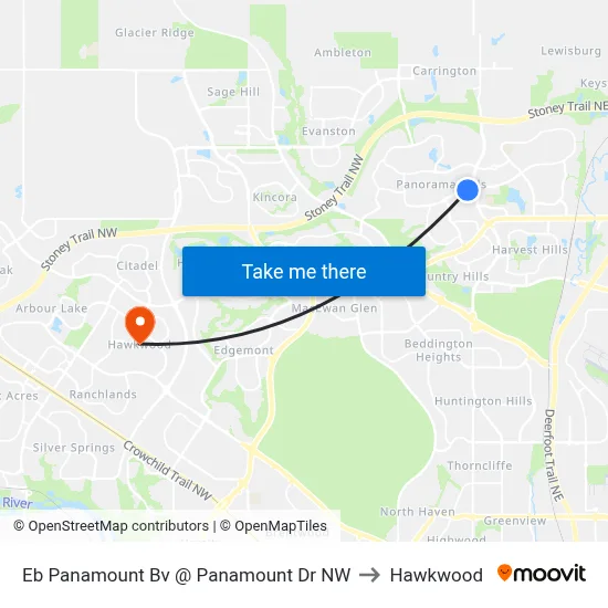 Eb Panamount Bv @ Panamount Dr NW to Hawkwood map