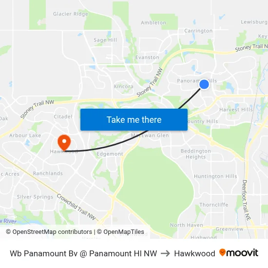 Wb Panamount Bv @ Panamount Hl NW to Hawkwood map