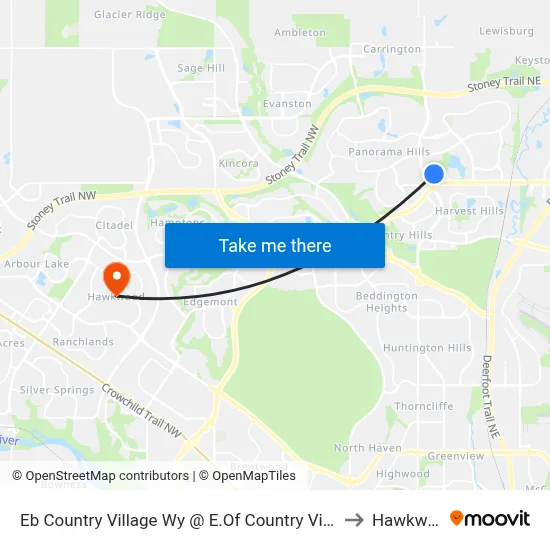 Eb Country Village Wy @ E.Of Country Village Li NE to Hawkwood map