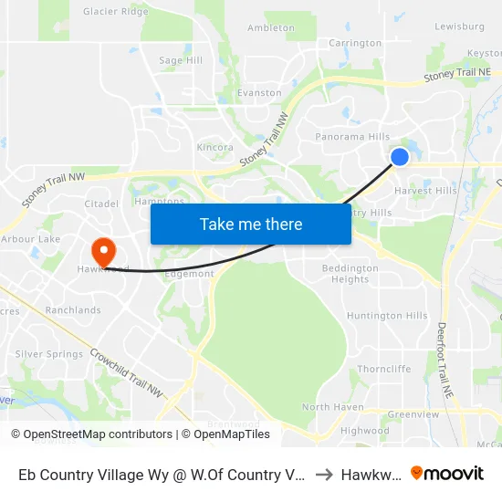Eb Country Village Wy @ W.Of Country Village Cv NE to Hawkwood map