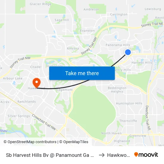 Sb Harvest Hills Bv @ Panamount Ga NW to Hawkwood map