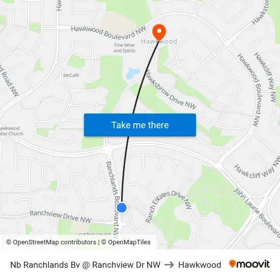 Nb Ranchlands Bv @ Ranchview Dr NW to Hawkwood map