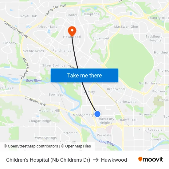 Children's Hospital (Nb Childrens Dr) to Hawkwood map