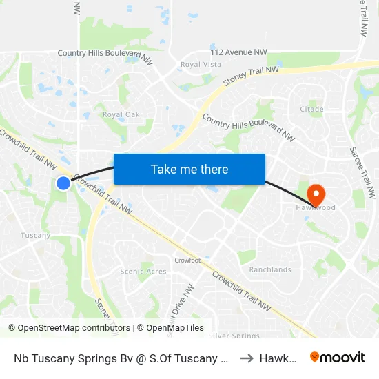 Nb Tuscany Springs Bv @ S.Of Tuscany Springs Gd NW to Hawkwood map