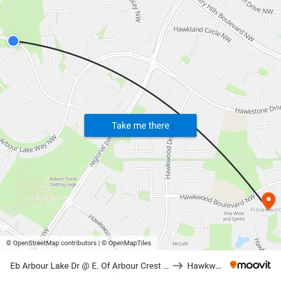 Eb Arbour Lake Dr @ E. Of Arbour Crest Dr NW to Hawkwood map