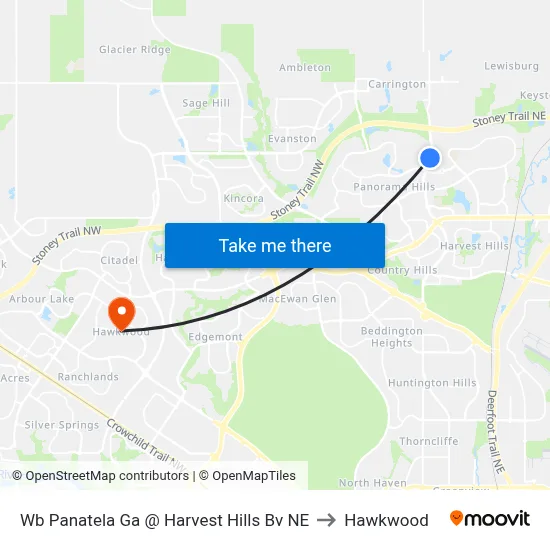 Wb Panatela Ga @ Harvest Hills Bv NE to Hawkwood map
