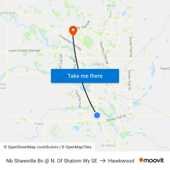 Nb Shawville Bv @ N. Of Shalom Wy SE to Hawkwood map
