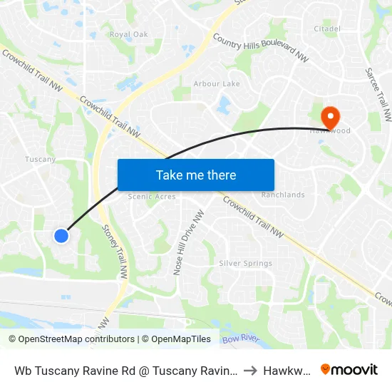 Wb Tuscany Ravine Rd @ Tuscany Ravine Tc NW to Hawkwood map