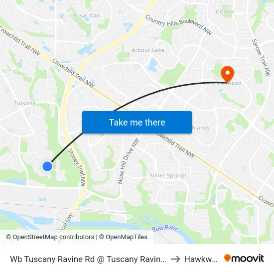 Wb Tuscany Ravine Rd @ Tuscany Ravine Co NW to Hawkwood map