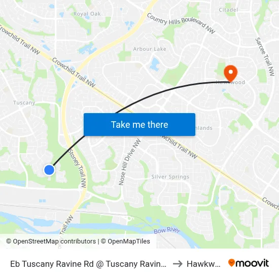 Eb Tuscany Ravine Rd @ Tuscany Ravine Cl NW to Hawkwood map